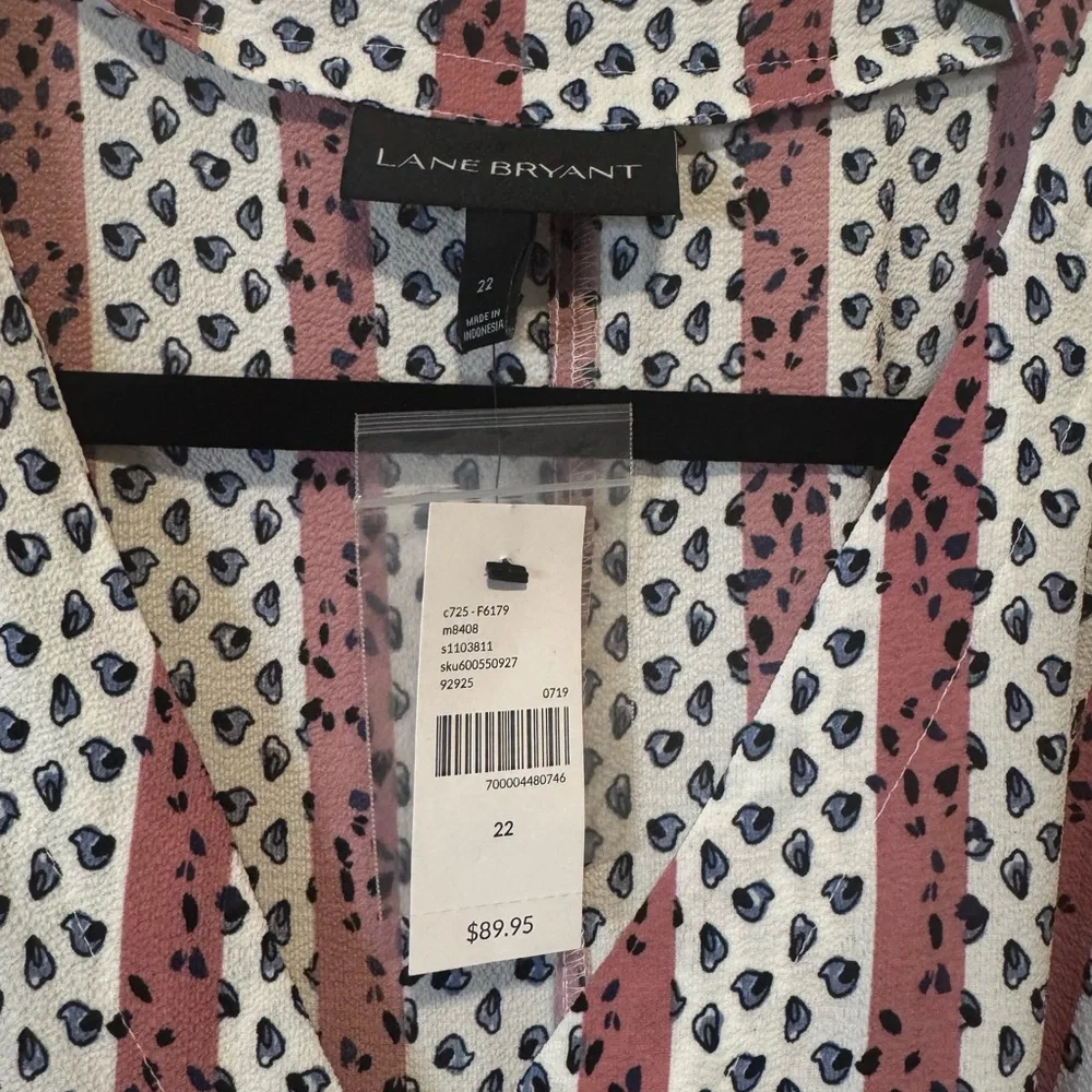 Lane Bryant- Women’s Plus Size Button Front Pink and White Long Sleeve Dress 22W - Picture 8 of 13